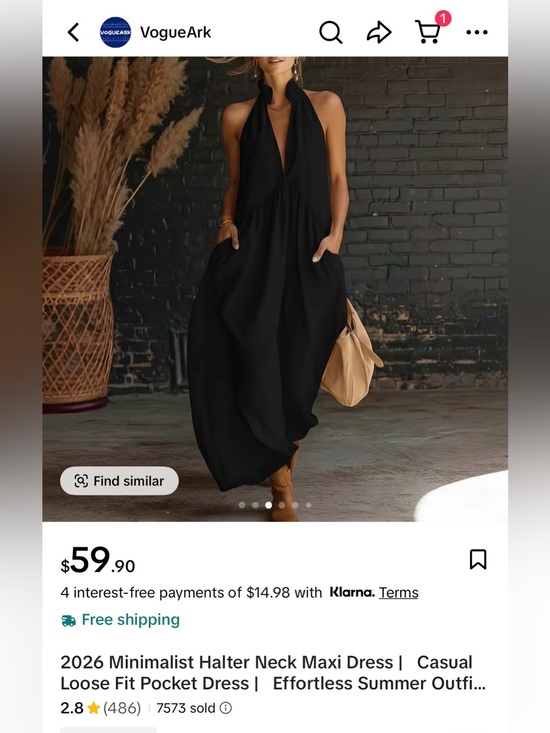 Vogue Dresses & Skirts - Minimalist Black Halter Neck Maxi Dress - Vogue Size Small